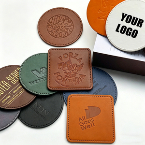 Custom Branded Round PU Leather Coasters Nordic Style Insulating Drink Mats for Cafe & Home Use - Product Image 1
