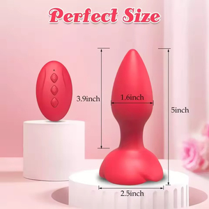 Remote Control Red Rose Masturbation Silicone Butt Anal Plug <b>Vibrator</b> for Female Butt Plug Anal Plug - Product Image 3