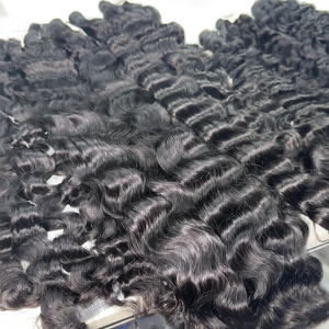 Extensions de cheveux humains indiens bruts de style birman, texture bouclée, tissage de cheveux Remy, ondulations profondes naturelles non traitées, cheveux coupés à la machine - Product Image 1