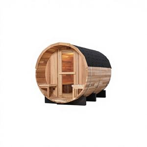 Sauna Moderna para Exteriores de Cedro Rojo, Madera Sólida, Infrarrojos Lejanos, para 4-6 Personas, Tipo Villa, con Ventanas, Ecológica, con Estufa Eléctrica - Product Image 1