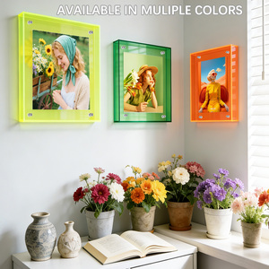 Cadre <span class=keywords><strong>photo</strong></span> double face en acrylique rose pour bureau, écoresponsable, personnalisable, tailles 2x3, 4x6, 5x7, 6x8, bord coloré, fixation murale – Offre Spéciale - Product Image 3