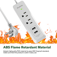 Taşınabilir Küçük Priz Çoğaltıcı 2 Prizli Güç Şeridi 2 USB Girişli ETL Dalgalanma Korumalı 125V 15A ABS Malzemeli Uzatma Prizi