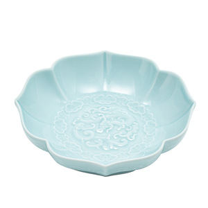 Plateau à fruits en céramique en forme de lotus, plat d'offrande en porcelaine pour cérémonie du thé, cadeaux - Product Image 5