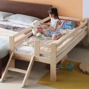 Massief houten peuterbed met comfortabele veiligheidsranden voor kinderkamer, woonkamer, school, hotel, appartement, badkamer - Product Image 2