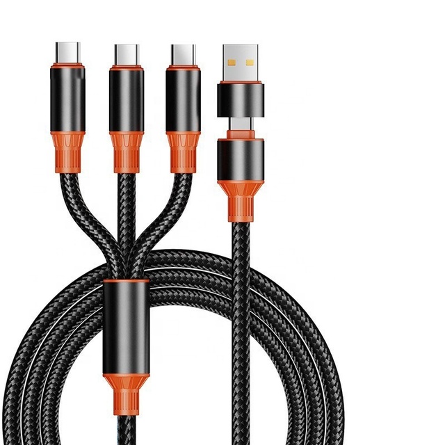 New 100W Nylon Braided 3 in 1 Cable USB 3.0 Charger Data Cable Micro USB Type-C 5A Fast Charging for Mobile Phone & Printer