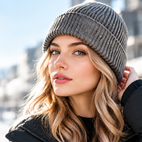 Casquette unisexe en tricot côtelé lavande, résistante au vent, 100 % acrylique, pour une sensation douce, usage quotidien décontracté et extérieur – Grande Vente