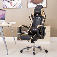 Chaise de jeu pivotante contemporaine en cuir PU noir et or Xpacer avec repose-pieds rétractable et appuie-tête ergonomique en acier inoxydable