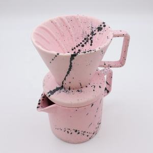 Ensemble de gobelets filtrants à encre <span class=keywords><strong>rose</strong></span> mat avec éclaboussures personnalisées pour café en céramique mouchetée - Product Image 6
