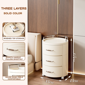 درج متعدد الطبقات نمط ضوء فاخر دسم البلاستيك السرير عربة الجدول مع عجلات - Product Image 2