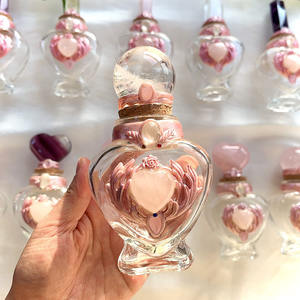 Botella mágica <span class=keywords><strong>de</strong></span> cristal natural, tarro <span class=keywords><strong>de</strong></span> hechizo <span class=keywords><strong>de</strong></span> brujería, rebanada <span class=keywords><strong>de</strong></span> piedra cruda, cristal rosa, purificación <span class=keywords><strong>de</strong></span> carga hecha a mano - Product Image 1