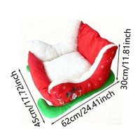 Lit pour chien semi-fermé en polyester, design Père Noël transfrontalier, pour petits chiens, idéal pour l'hiver