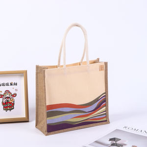 कस्टम फैक्टरी गर्म बिक्री अच्छी गुणवत्ता बर्प जूट टोटे बैग कस्टम लोगो इको शॉपिंग बैग कैनवास हैंडल टेक्सपेडे ब्रांड प्रचार - Product Image 3