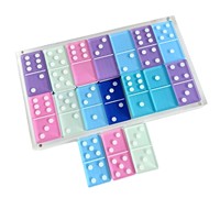 Puhua – Ensemble de dominos en acrylique et plexiglas personnalisé en gros, jeu de table avec boîte de tuiles de dominos pour divertissement familial et fêtes