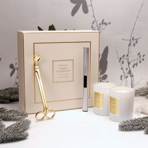 Coffret cadeau de bougies parfumées à la cire de soja Ascendia avec coupe-chaîne et briquet, aromathérapie, parfum d'ambiance pour la maison - Product Image 1