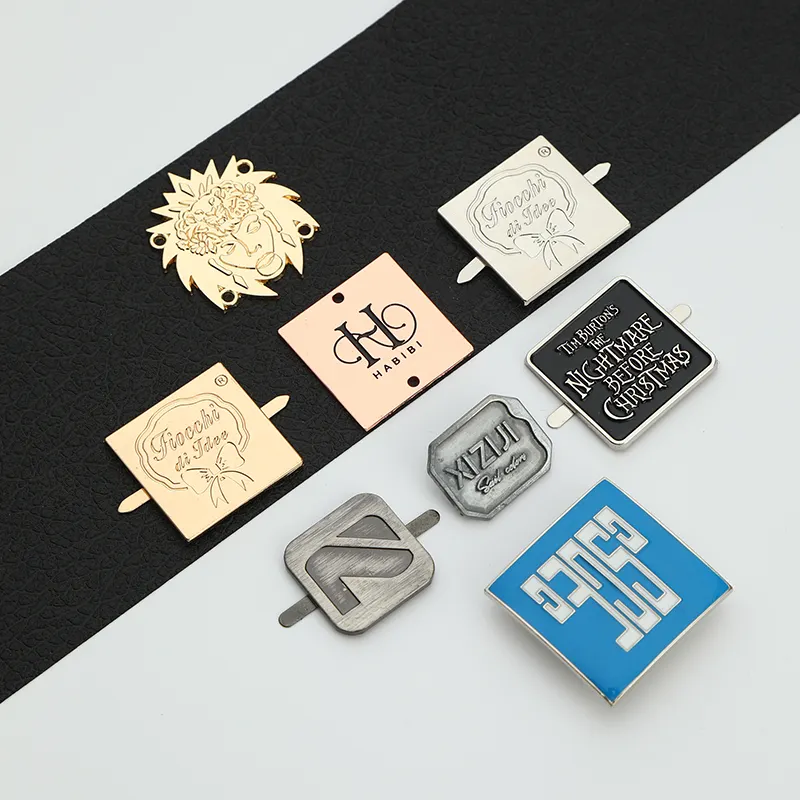 Túi Xách Phụ Kiện phần cứng U chân mạ vàng khắc Kim Loại tùy chỉnh logo Maker Túi xách tay tag