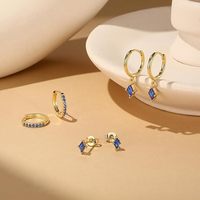 Pendientes de Plata 925 con Baño de Oro para Mujer, con Circonita Azul, Juego de Pendientes Exóticos, Brillantes, Misteriosos y Personalizados