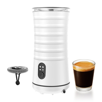 Mesin Pembuat Busa Susu Otomatis 4-in-1 Profesional untuk Rumah, Pembuat Kopi Elektrik dengan Pengaduk Susu dan Casing Plastik