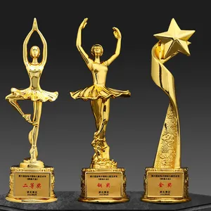 Custom Plastic Resin Gold Statuette Figure Crafts Dance Trophy Award Oscar Statuette Dance Trophy For Competition League Sports