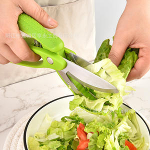 Tijeras de Cocina de Acero Inoxidable Yangjiang Verdes con Cuchilla de 5 Pulgadas, Cortador de Ensaladas, Tijeras Multifuncionales para Verduras - Product Image 5