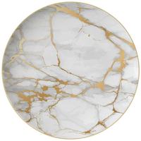 Ensemble d'assiettes en céramique marbrée à bord doré, vaisselle de luxe en porcelaine marbrée blanche et grise pour mariage, fête à domicile