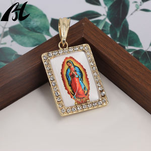 للبيع بالجملة قلادة دينية كاثوليكية رخيصة سيدة غوادالوبي مطلية بالذهب عيار 14 قيراط قلادة فيرجن دي غوادالوبي أورو كادينا ميدالا - Product Image 3