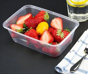Cajas de Plástico Transparentes Rectangulares Desechables de 500 ml para Almuerzo, Fondo Liso, Contenedores Bento para Comida Rápida para Llevar - Product Image 3