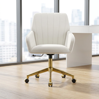 Chaises de bureau et de salon en velours à 5 pieds, base dorée, rembourrées, modernes, hauteur réglable, pivotantes à 360 degrés