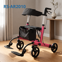 Déambulateur en aluminium pour personnes âgées avec repose-pieds, aide à la mobilité pliable avec sac de rangement pour une vie autonome