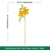 Bunga Mawar Pink Double Head Real Touch, Mawar Buatan, Mawar Palsu untuk Dekorasi Rumah, Rangkaian Bunga Pernikahan