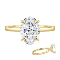 1 Karat Oval Kesim Sade Dört Çatal Taşlı Solitaire Laboratuvar Elması Nişan Yüzüğü 10K/14K/18K Som Altın IGI Sertifikalı Özel CVD/HPHT