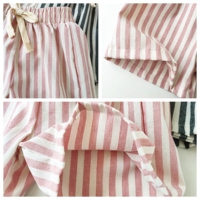 Pantalon Harem en Coton et Lin à Carreaux Imprimé Personnalisé pour Garçons et Filles, Taille Élastique, Longueur Courte, Coupe Ample, Printemps Automne Enfants