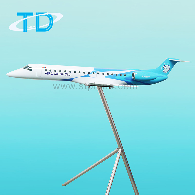 Modelo de resina privada aero mongolia, modelo de aeronaves turboventilador, ERJ-145 1:30 120cm, jato regional