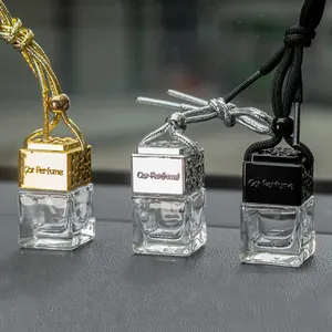 8ml 10ML Car Perfume Bottle Square Clear Vial Container with Hanging Rope Empty Home Party Toilet Fragrance Diffuser Packaging