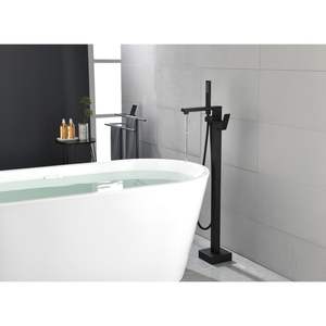 Grifo de Bañera Independiente Negro Mate de 37.6 Pulgadas con Montaje en Suelo y Ducha de Mano de Chorro Suave para Apartamentos - Product Image 4