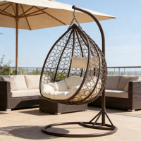 Chaise suspendue en rotin pour jardin, balcon, patio, meubles d'extérieur personnalisés, chaise suspendue en forme d'œuf, hamac, avec support, 2 places