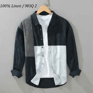 <span class=keywords><strong>Camicia</strong></span> da <span class=keywords><strong>Uomo</strong></span> 100% Lino con Blocchi di Colore e Patchwork, Colletto Rovesciato, Vestibilità Ampia, Traspirante, Casual, per Uso Quotidiano, Personalizzabile con Logo OEM ODM - Product Image 1