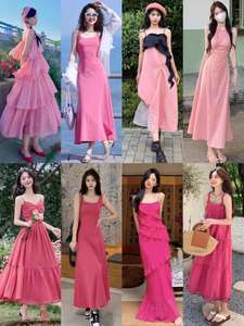 Vestido Floral de Mujer para Verano, Cuello en V, Manga Corta, Falda Larga, Transpirable, de Chifón, Holgado, Elegante, Estilo Retro - Product Image 6