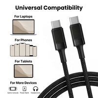 Kabel USB C ke USB C 1M PD 60W Grosir, Kabel Transfer Data 480Mbps Pengisian Cepat Berbahan Nilon untuk Ponsel Laptop
