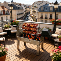 Barbecue électrique rotatif BlazeFor à prix avantageux, avec panier ou fourchettes ou brochettes en acier inoxydable 304, idéal pour les repas en extérieur