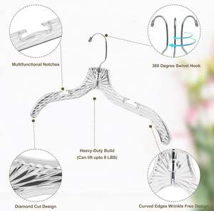Nouvelle arrivée cintres en plastique transparent antidérapant cintres durables en cristal coupe robuste cintres pour vêtements - Product Image 3