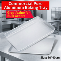 Plaque de cuisson professionnelle en aluminium antiadhésive de qualité alimentaire 60x40cm pour four, idéale pour le pain, les gâteaux, la pâtisserie et la cuisine de boulangerie