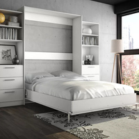 Lit Murphy double king-size moderne, dernier mobilier de chambre à coucher en bois avec style de panneau souple, designs de chambre à coucher à domicile