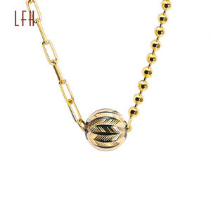 สร้อยคอทอง18K สี Au750แท้พร้อมจี้ลูกปัดกลมสำหรับผู้หญิงเครื่องประดับทองซาอุดิอาระเบีย18K จำนำได้ - Product Image 1