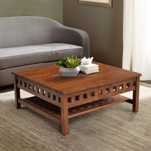 ATELIER Teak Solid Wood Modern Coffee <b>Table</b>, featuring a sleek square design in rich dark <b>brown</b>—perfect for stylish - Product Image 3