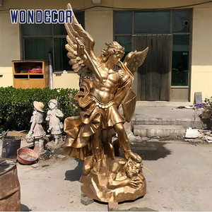 Statue d'archange décorative religieuse <span class=keywords><strong>de</strong></span> grande taille pour jardin extérieur, sculpture <span class=keywords><strong>de</strong></span> Saint Michel vainquant <span class=keywords><strong>Satan</strong></span> - Product Image 1
