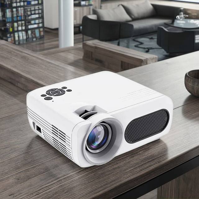M7 LED All-Glass Lens Projector Trapezoidal Correction 300 Ansi Lumens 1080p Resolution Home Theater Android Portable WiFi