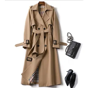 New Model Customized Long Coat Women Korean Style Long Coat Trench Coat Womens Beige