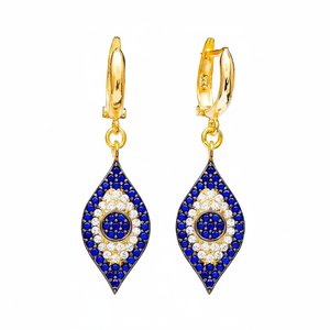 Saphir CZ Pierre Oeil Conception Turc Dainty Dangle Boucles D'oreilles Turc En Gros 925 Bijoux En Argent Sterling - Product Image 2