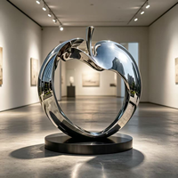 Sculpture abstraite moderne en acier inoxydable poli, faite à la main, décoration d'intérieur, cadeau d'affaires