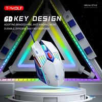 Souris optique filaire T-WOLF G560 avec rétroéclairage LED RGB, ergonomique, 3200 DPI, souris de jeu 6D, souris e-sport pour les joueurs sur ordinateur portable et ordinateur de bureau